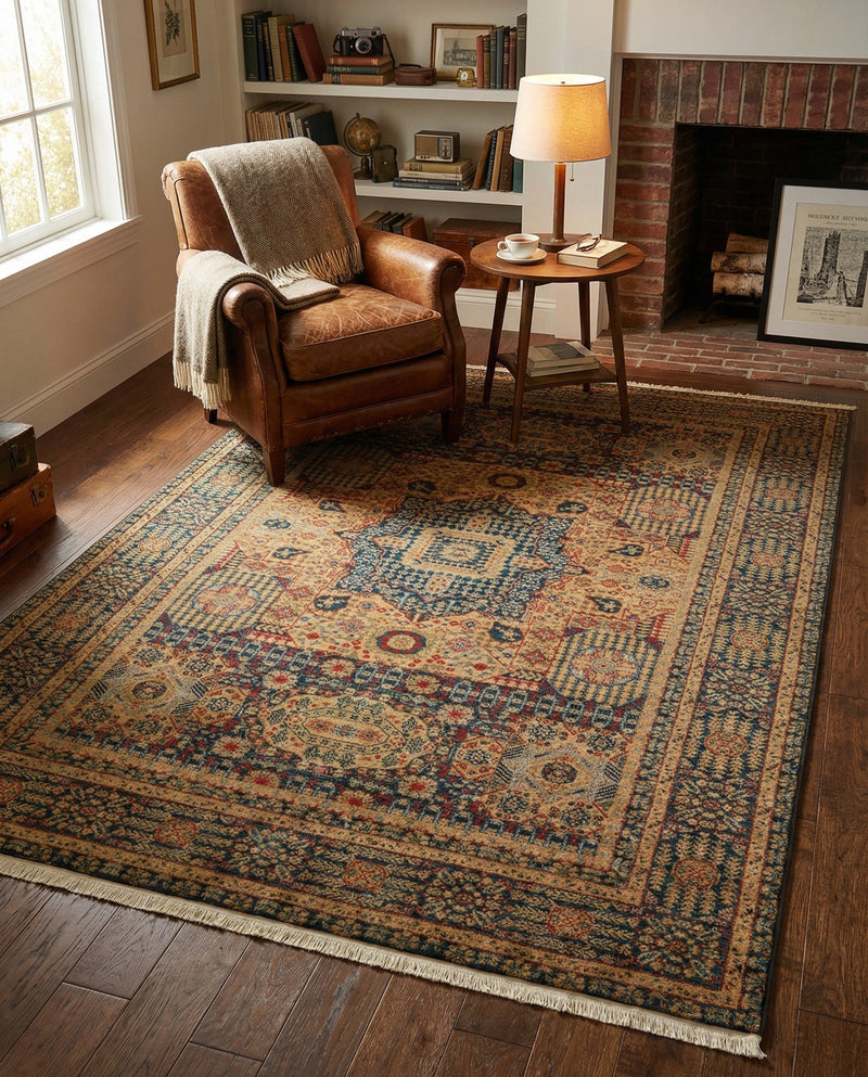 Ottoman Elegance Collection Area Rug - Sultan Rectangle Blue  lifestyle 14