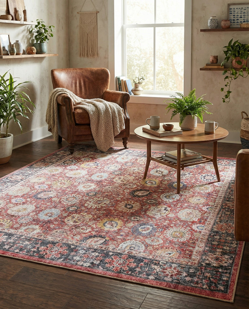Heritage Elegance Collection Area Rug -  Gatchina Square Vintage Red  lifestyle 75
