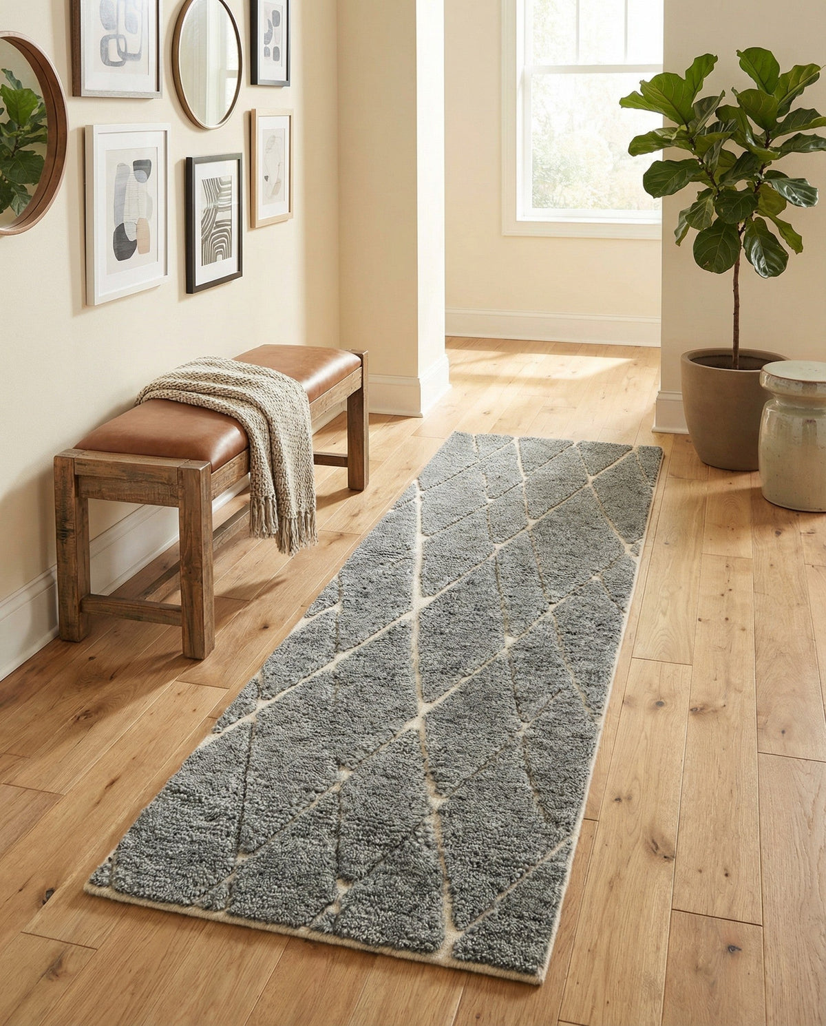 Sahara Berber Wool Collection Area Rug - Marrakesh Runner Silver Gray  lifestyle 140