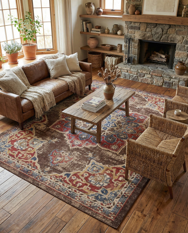 Eden Oasis Collection Area Rug -  Tranquility (Chocolate Brown) Rectangle Chocolate Brown  lifestyle 4