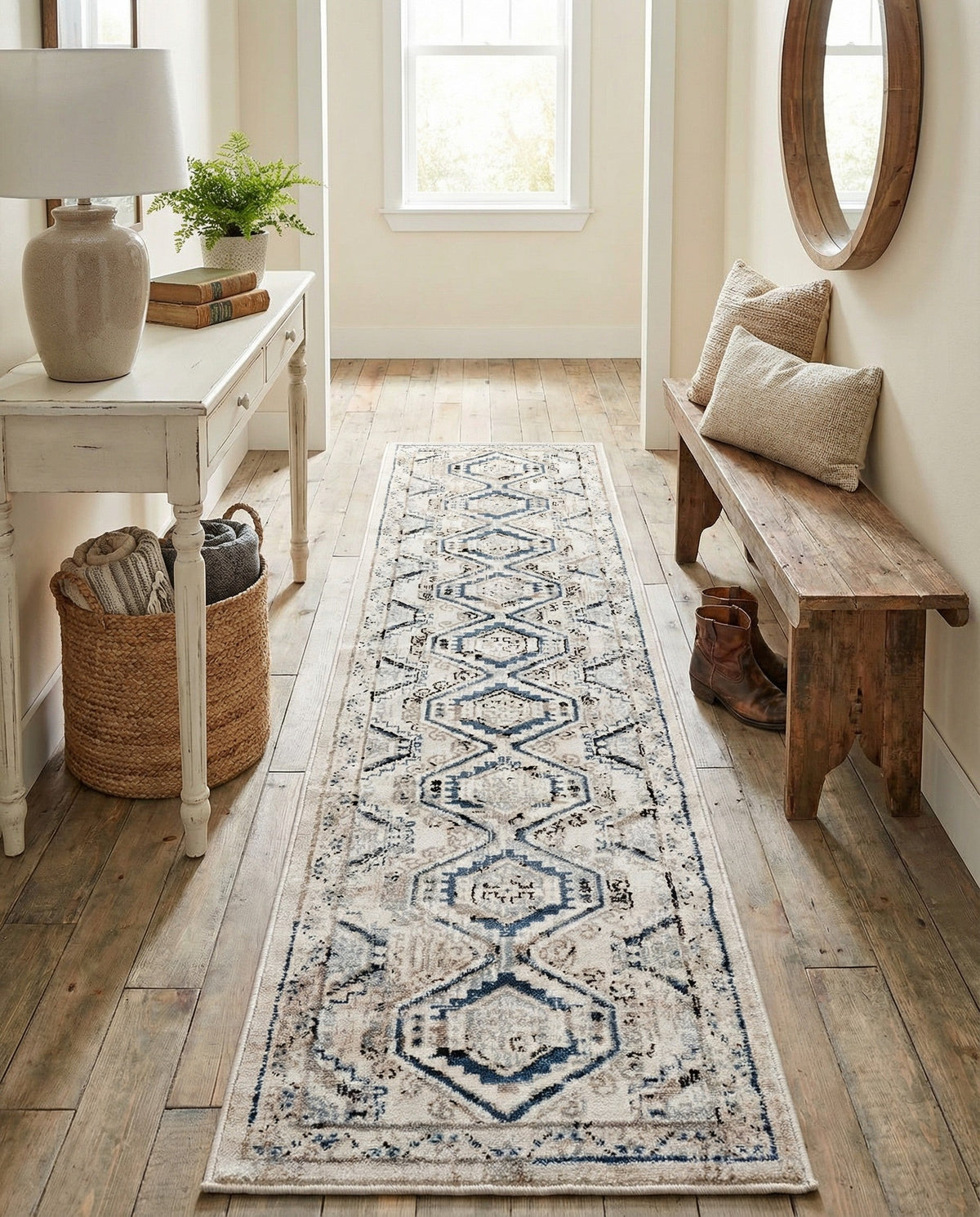Savannah Elegance Collection Area Rug -  Tybee (Gray Blue) Runner Gray Blue  lifestyle 84