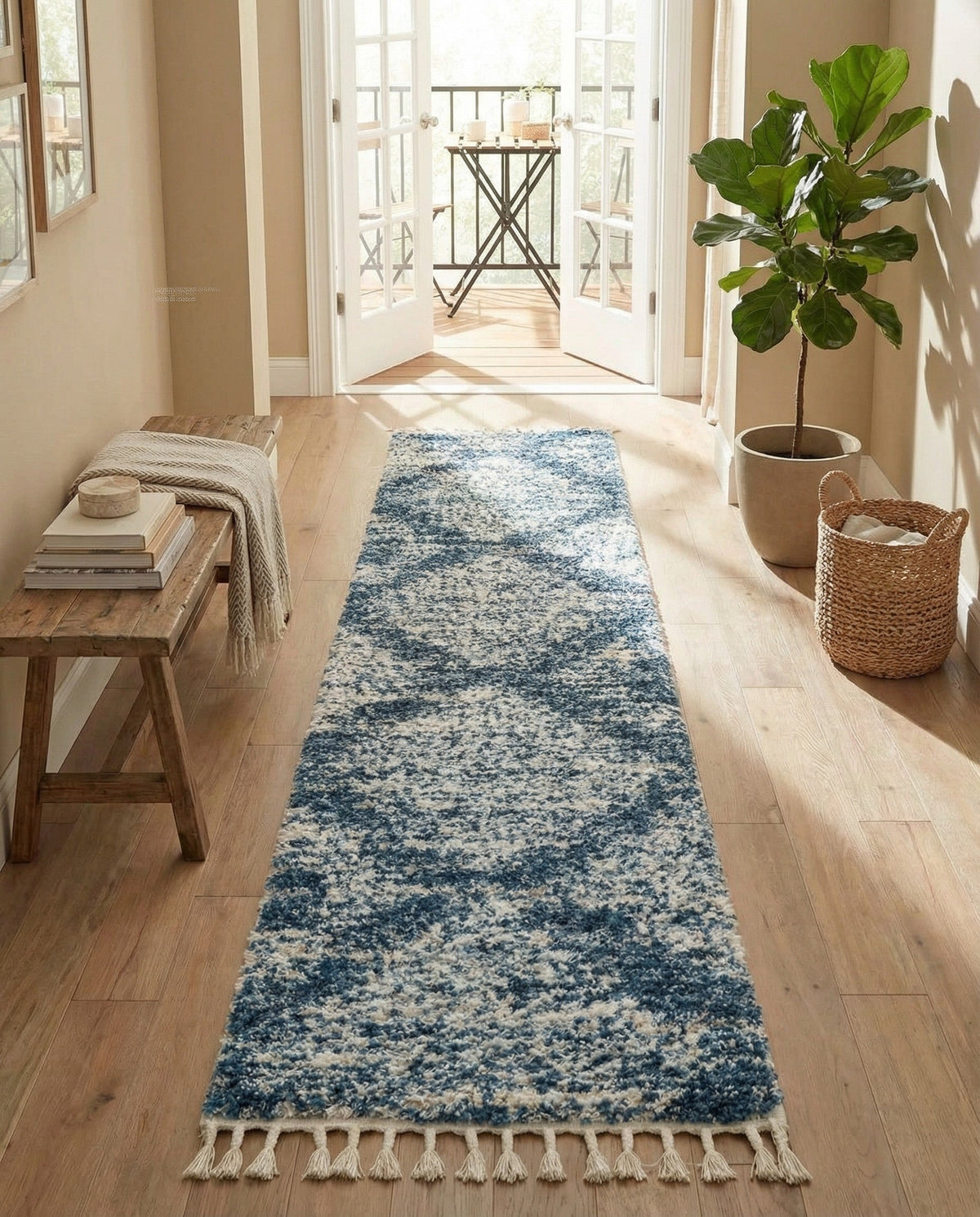 Tranquil Tides Shag Collection Area Rug -  Azure Runner Blue  lifestyle 192