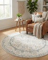 Cascade Range Collection Area Rug -  Shasta (Ivory) Round Ivory  lifestyle 43