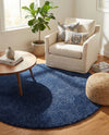 Solid Shag Seaside Collection Area Rug - Azure Cove (Navy Blue) Round Navy Blue  lifestyle 41