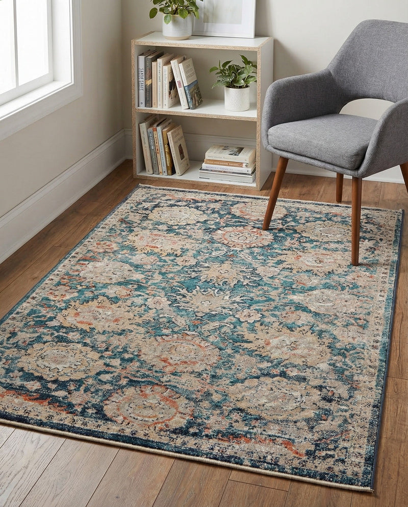 Seville Stripes Collection Area Rug -  Cordoba (Blue) Rectangle Blue  lifestyle 4