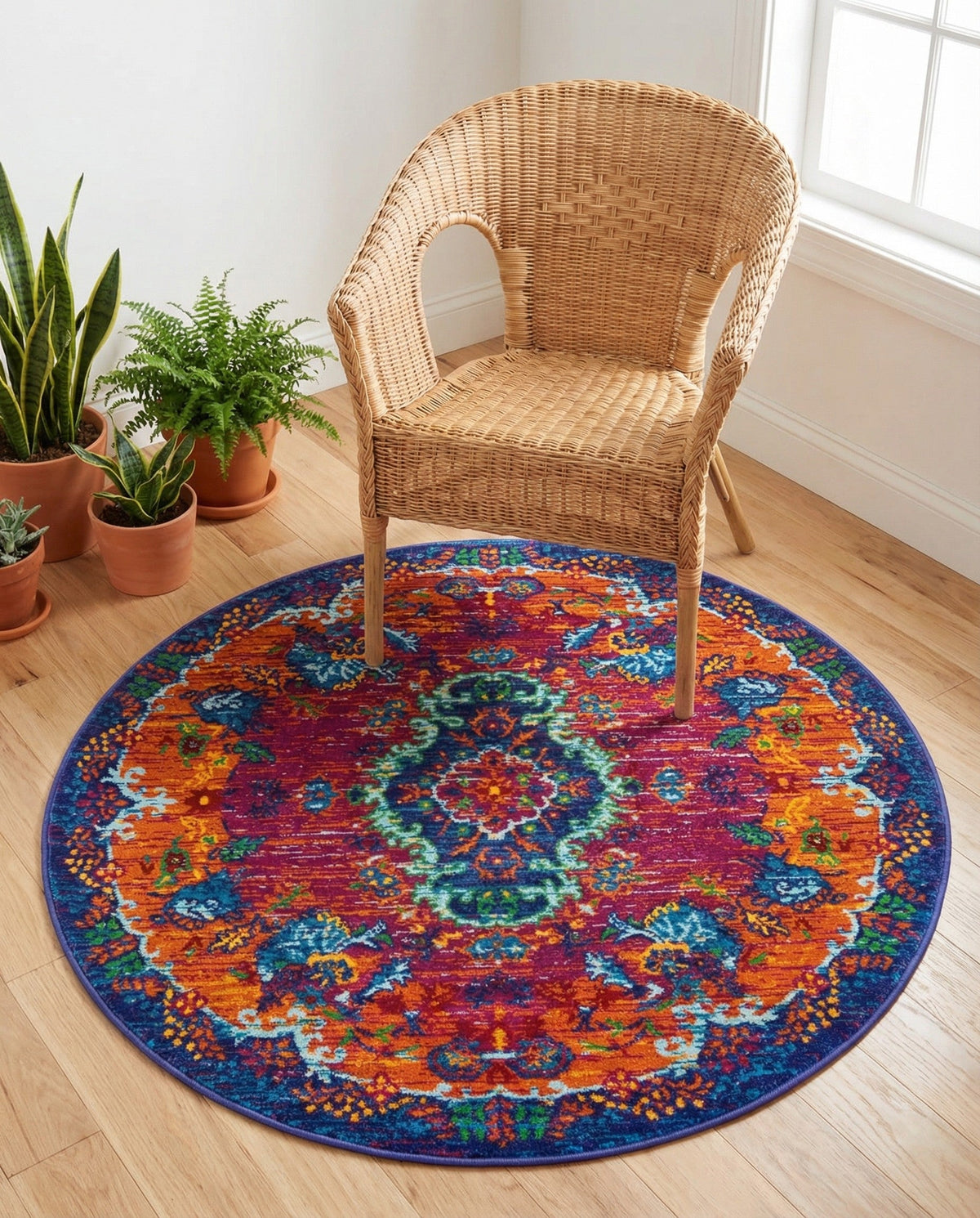 Caribbean Cove Collection Area Rug -  Nevis Round Fuchsia  lifestyle 106