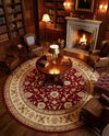 Jaipur Elegance Collection Area Rug -  Nahargarh (Red) Round Red  lifestyle 45