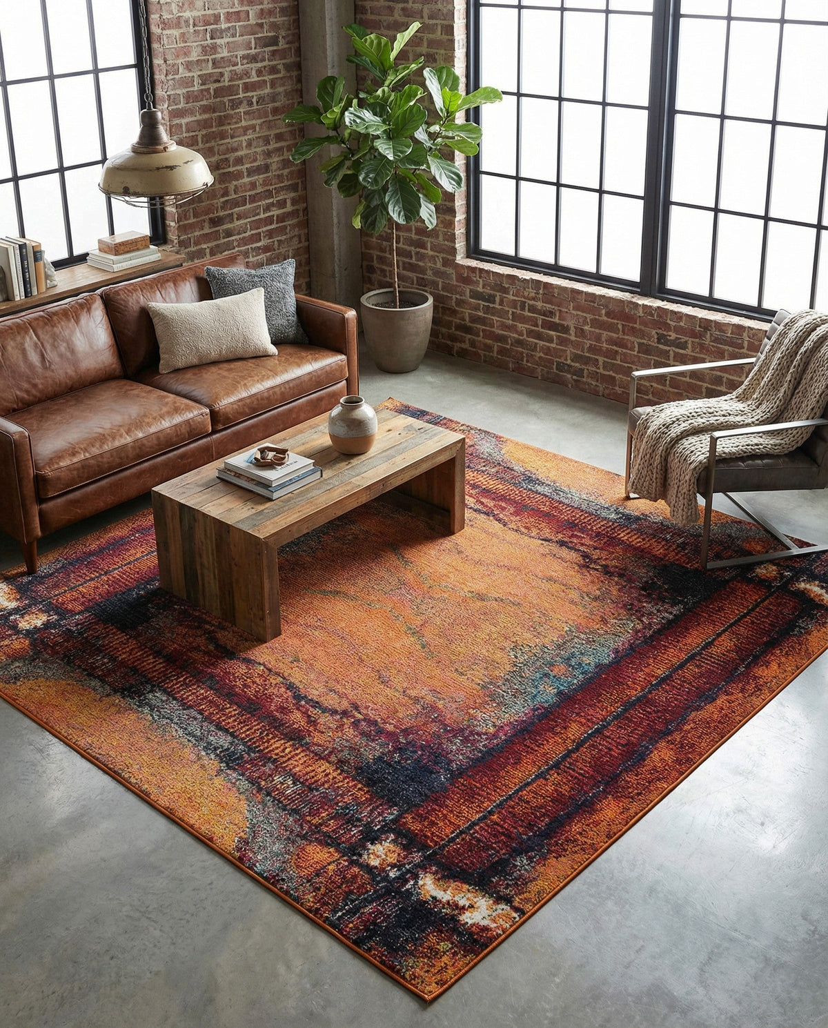 Marrakesh Elegance Collection Area Rug -  Sijilmasa Square Orange  lifestyle 69