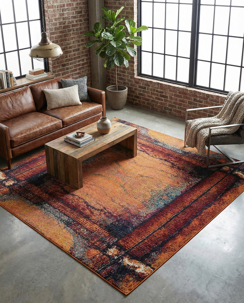 Marrakesh Elegance Collection Area Rug -  Sijilmasa Square Orange  lifestyle 69