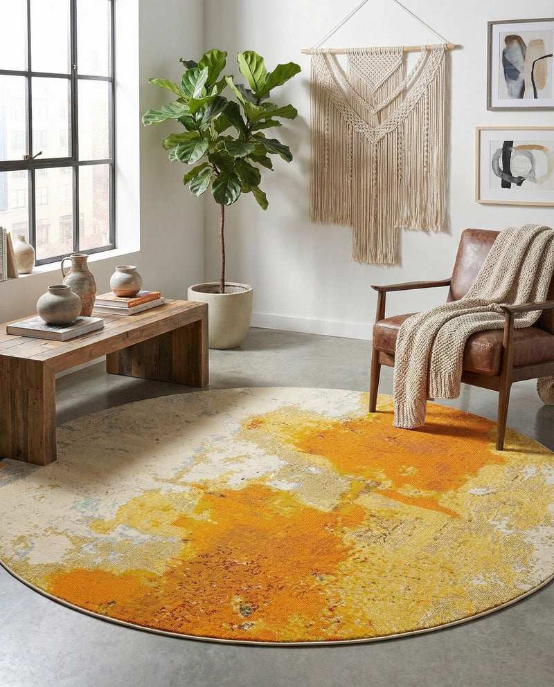 Marrakesh Elegance Collection Area Rug -  Tarfaya Round Yellow  lifestyle 51