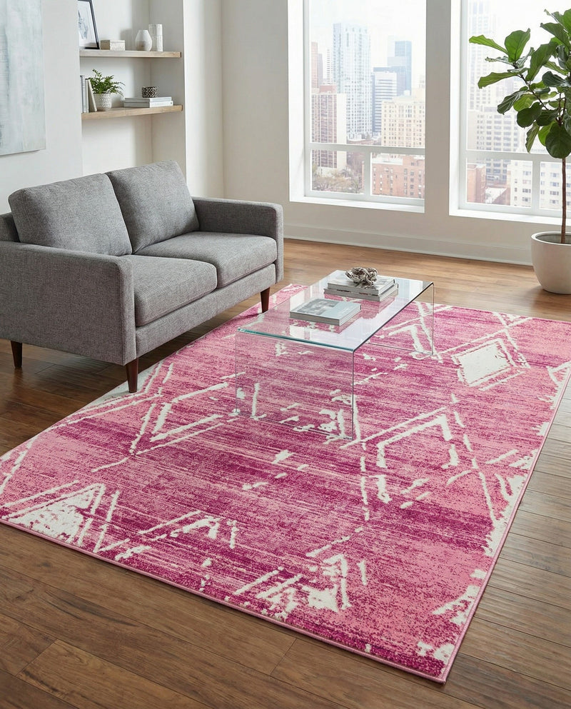 Metro Heights Collection Area Rug -  Madison Rectangle Pink  lifestyle 44