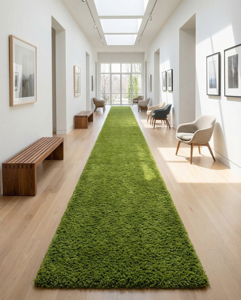 Plush Oasis Collection Area Rug - Serenity (Grass Green) Runner Grass Green  lifestyle 56
