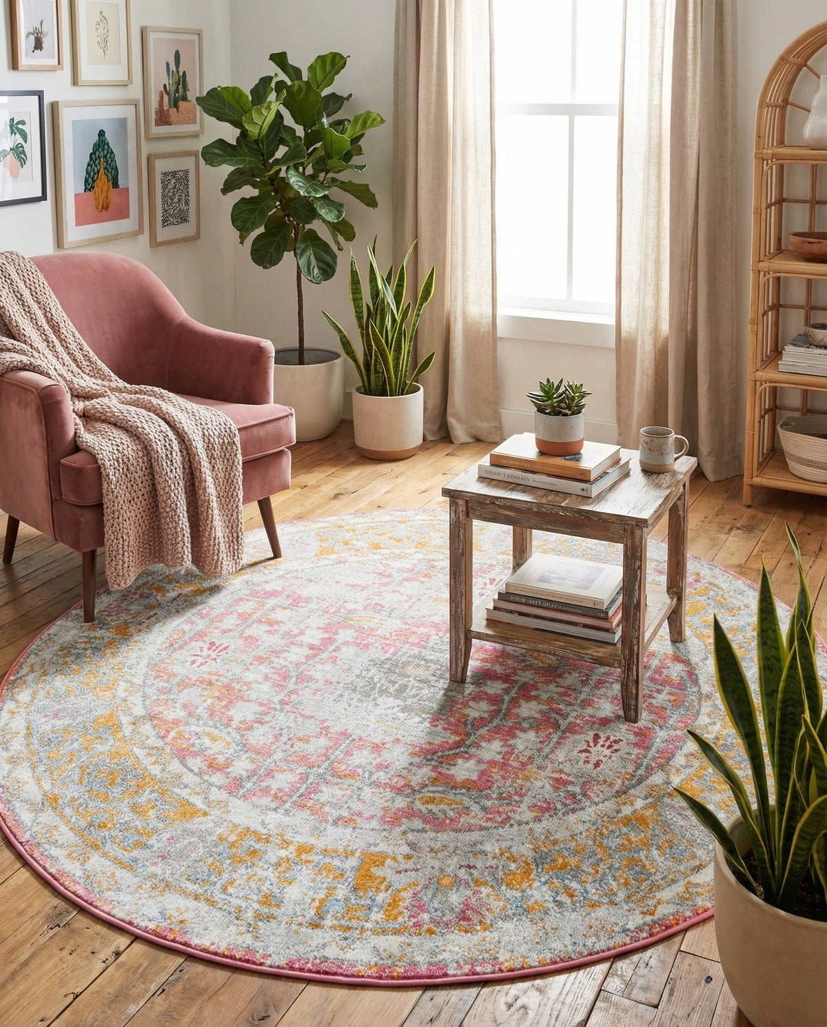 Arcadia Rugs Collection Area Rug -  Olympus Round Pink  lifestyle 75