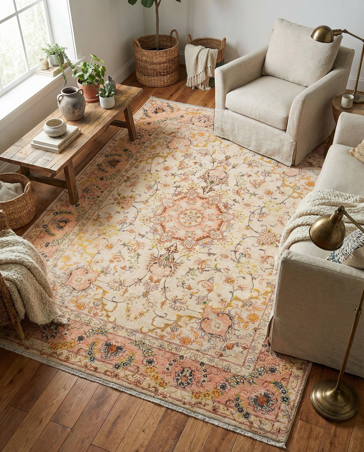 Bazaar Chic Collection Area Rug -  Fez Rectangle Ivory and Gold  lifestyle 21