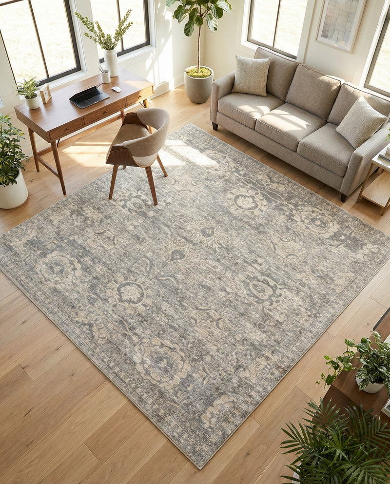 Seville Stripes Collection Area Rug -  Cordoba (Gray) Square Gray  lifestyle 63