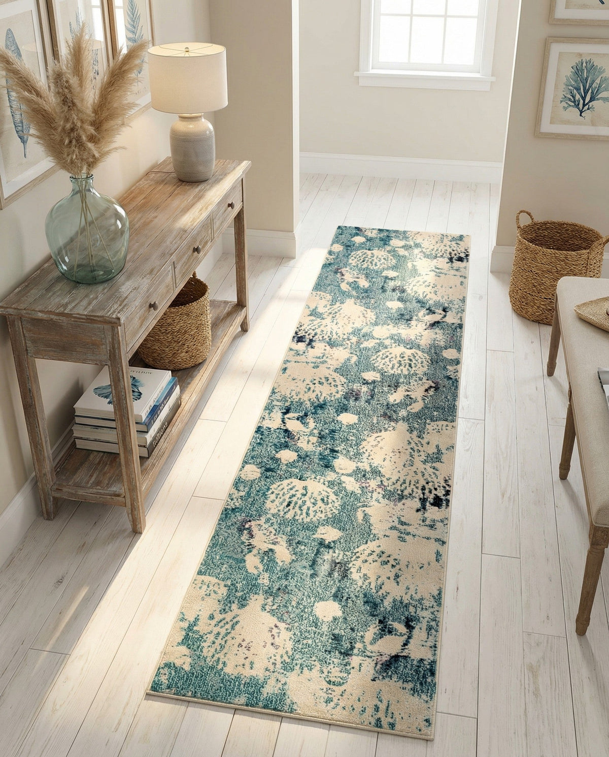 Sorrento Shores Collection Area Rug -  Vico Runner Light Blue  lifestyle 125