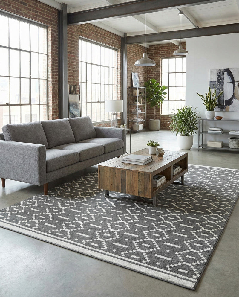 Copenhagen Edge Collection Area Rug -  Tivoli Rectangle Gray  lifestyle 18