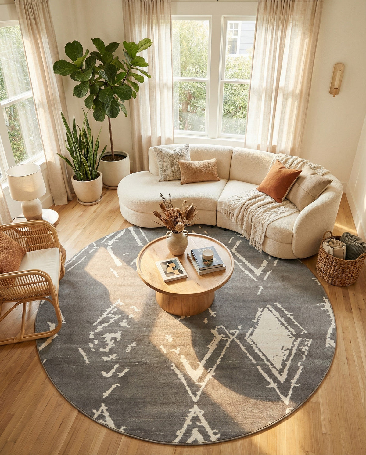 Metro Heights Collection Area Rug -  Madison Round Gray  lifestyle 123