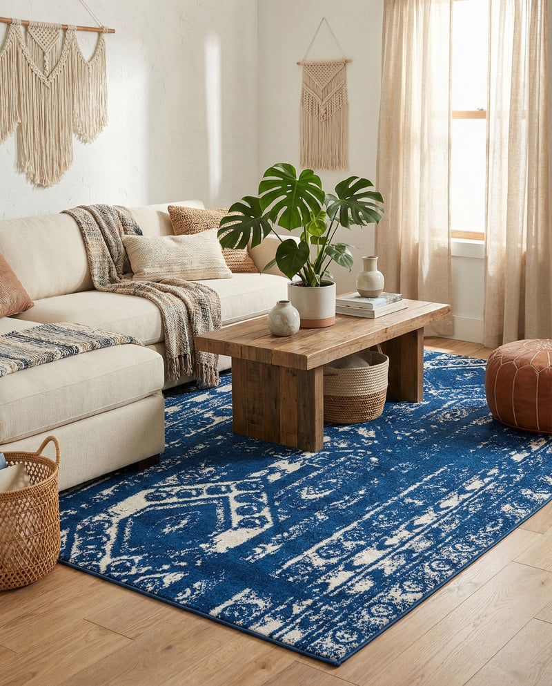 Brighton Stripes Collection Area Rug - Sussex (Navy Blue) Rectangle Navy Blue  lifestyle 10