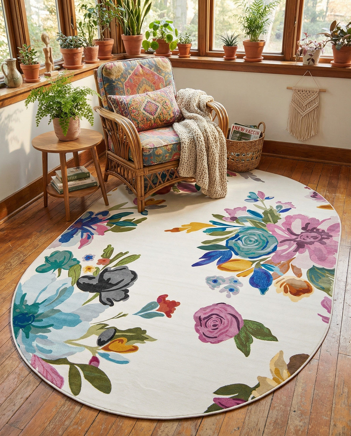 Meadow Breeze Collection Area Rug - Wildflower Oval Ivory  lifestyle 121