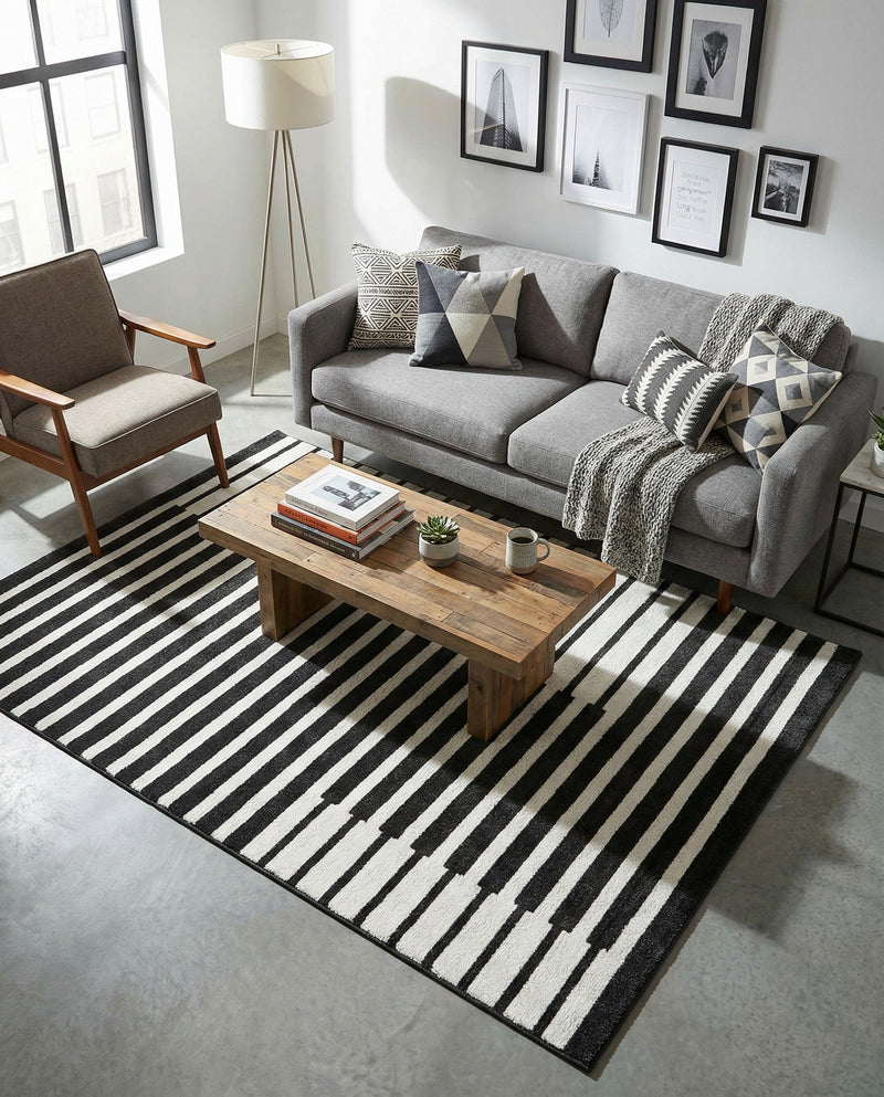 Copenhagen Edge Collection Area Rug -  Vesterbro Rectangle Black  lifestyle 24