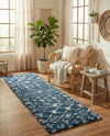 Berber Lattice Shag Collection Area Rug - Atlas (Navy Blue) Runner Navy Blue  lifestyle 78