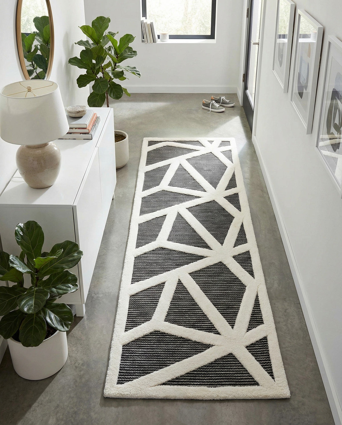 Monochrome Collection Area Rug -  Onyx Runner Gray  lifestyle 100