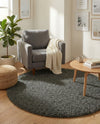 Plush Oasis Collection Area Rug - Serenity (Graphite Gray) Round Graphite Gray  lifestyle 66