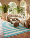 Tassel Trail Collection Area Rug - Pathway (Turquoise and Ivory) Rectangle Turquoise and Ivory  lifestyle 10