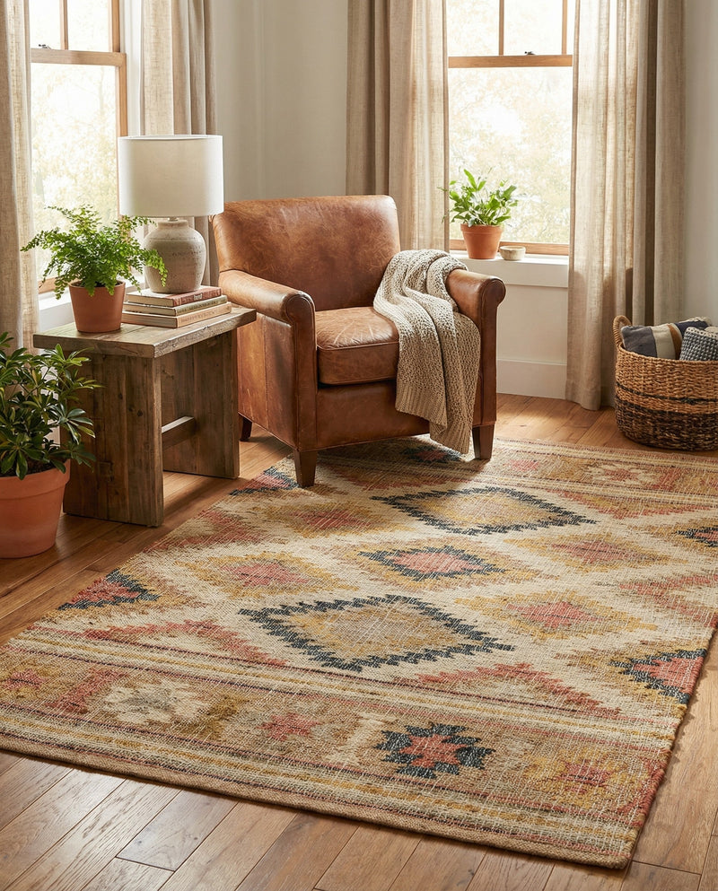 Desert Weave Jute Collection Area Rug - Sahara Rectangle Multi  lifestyle 17
