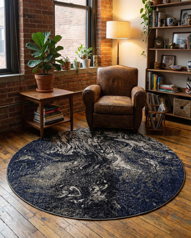 Autumnal Tapestry Collection Area Rug -  Slateville Round Gray  lifestyle 37