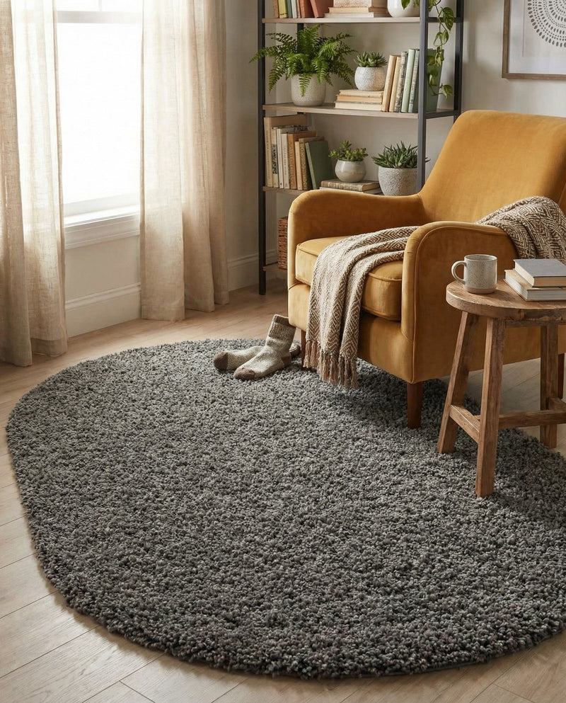 Plush Oasis Collection Area Rug - Serenity (Graphite Gray) Oval Graphite Gray  lifestyle 83