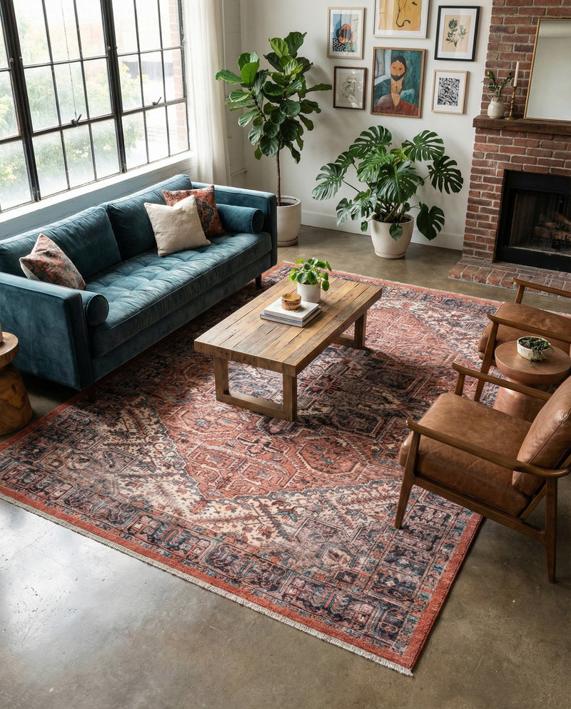 Bazaar Chic Collection Area Rug -  Chefchaouen Rectangle Salmon Pink  lifestyle 11