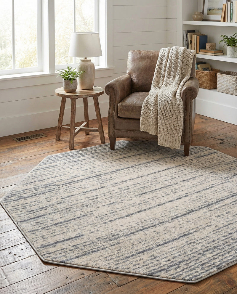 Serenity Sands Collection Area Rug -  Tranquilbay Octagon Cream  lifestyle 69