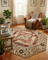 Neptune Elegance Collection Area Rug -  Naiad Octagon Burgundy Beige  lifestyle 54