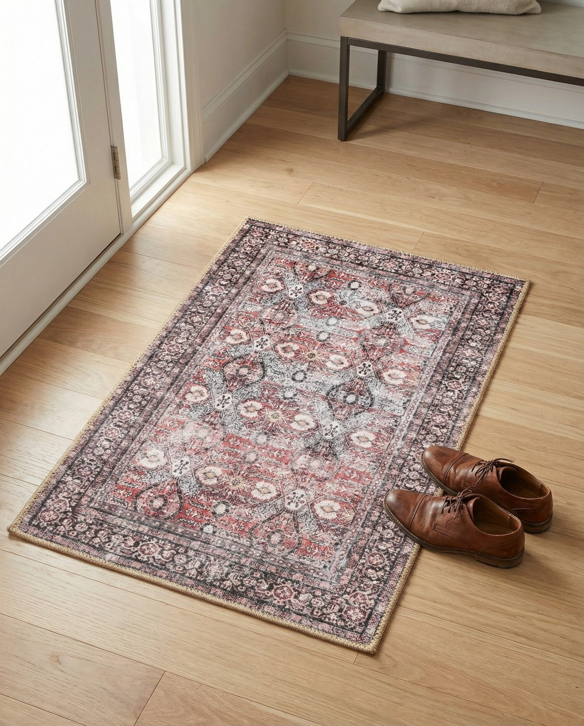 Heritage Elegance Collection Area Rug -  Hampton Rectangle Antique Red  lifestyle 11