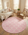 Trellis Mosaic Collection Area Rug -  Pergolatown (Light Pink) Round Light Pink  lifestyle 79