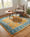 Casablanca Tapestry Collection Area Rug -  Marrakech (Sunshine Yellow) Square Sunshine Yellow  lifestyle 22