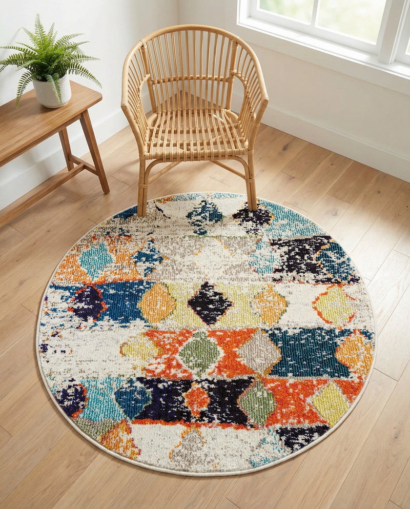 Colorburst Oasis Collection Area Rug -  Marina Round Ivory  lifestyle 79