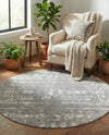 Brighton Stripes Collection Area Rug - Sussex (Gray and Ivory) Round Gray and Ivory  lifestyle 48