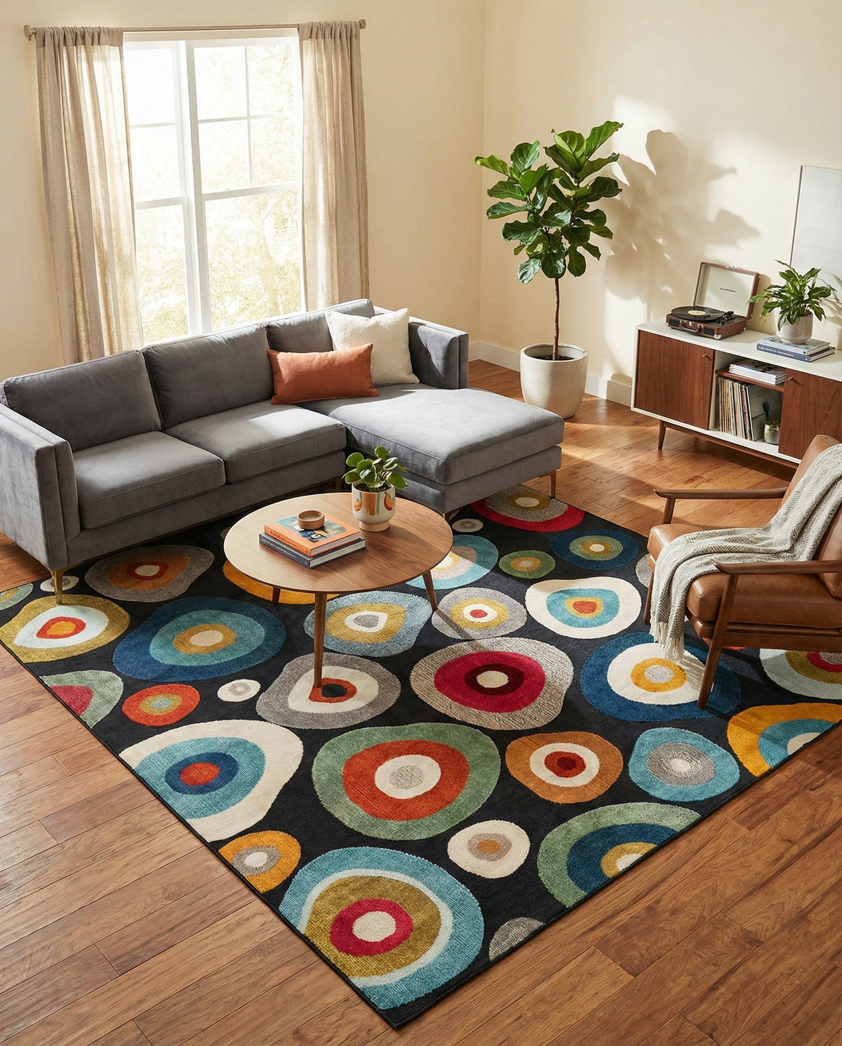 Outdoor Marrakesh Collection Area Rug -  Chefchaouen Square Multi Black  lifestyle 177