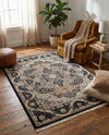 Persian Elegance Collection Area Rug -  Shiraz Rectangle Navy Blue  lifestyle 21