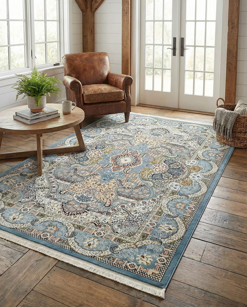 Persian Elegance Collection Area Rug -  Shiraz Rectangle Blue  lifestyle 58