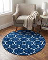 Trellis Mosaic Collection Area Rug -  Pergolatown (Navy Blue) Round Navy Blue  lifestyle 84