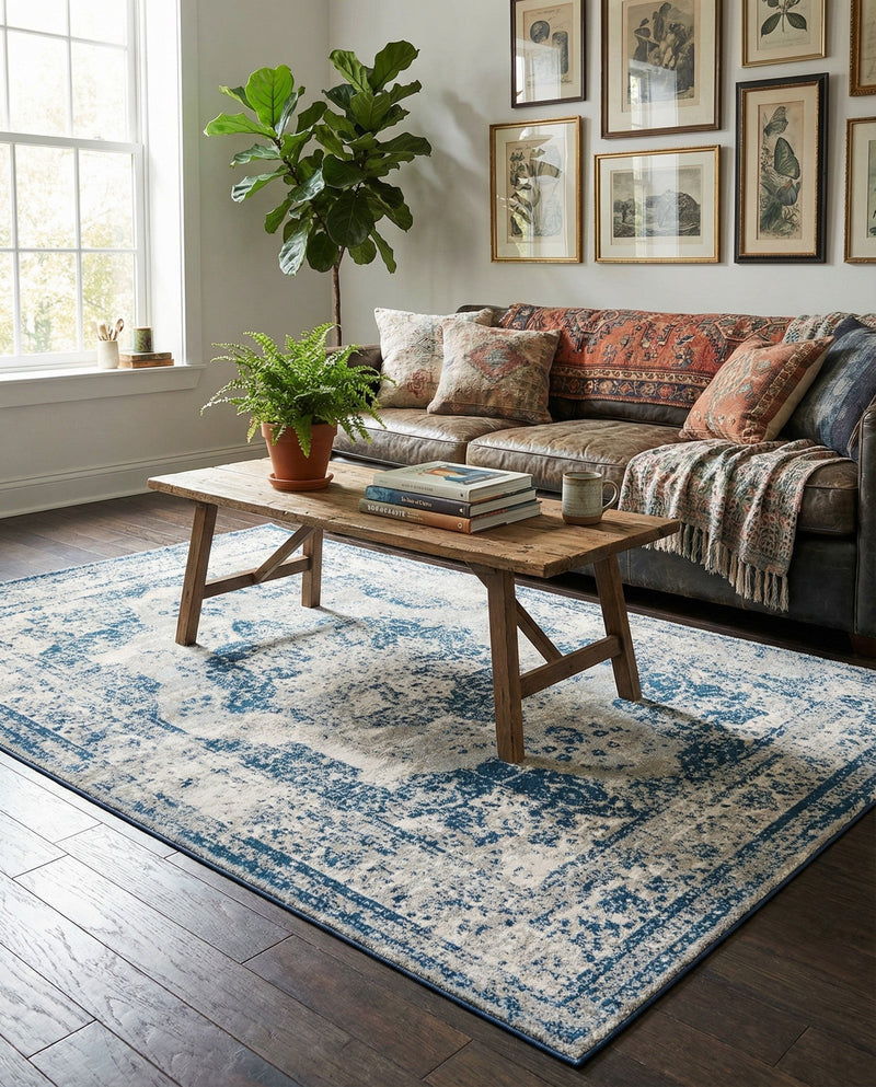 Riviera Elegance Collection Area Rug -  Menton (Blue) Rectangle Blue  lifestyle 35