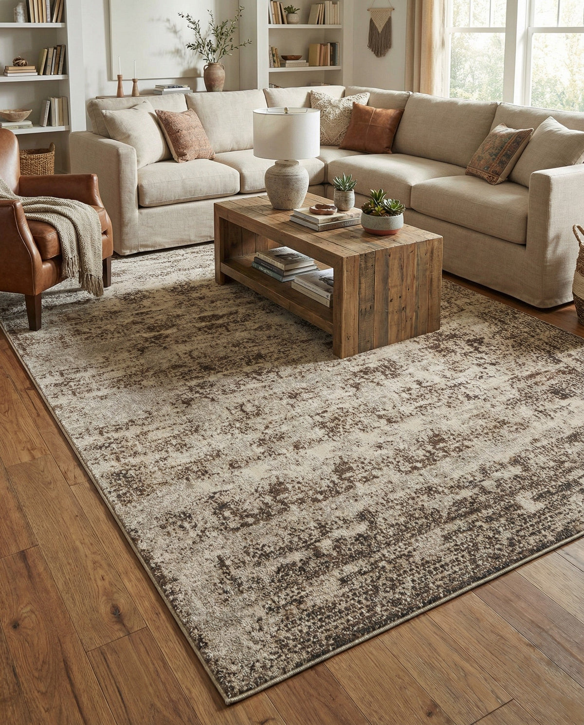 Gobi Sands Collection Area Rug -  Badain Rectangle Cream  lifestyle 29
