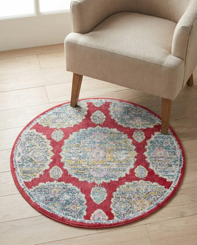 Arcadia Rugs Collection Area Rug -  Atlantis (Red) Round Red  lifestyle 49