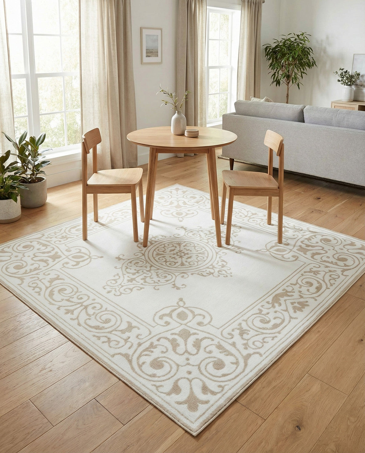 Sanctuary Retreat Collection Area Rug - Haven Square Snow White  lifestyle 123