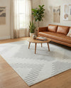 Seychelles Stripes Collection Area Rug - Mahe (Ivory and Gray) Rectangle Ivory and Gray  lifestyle 13