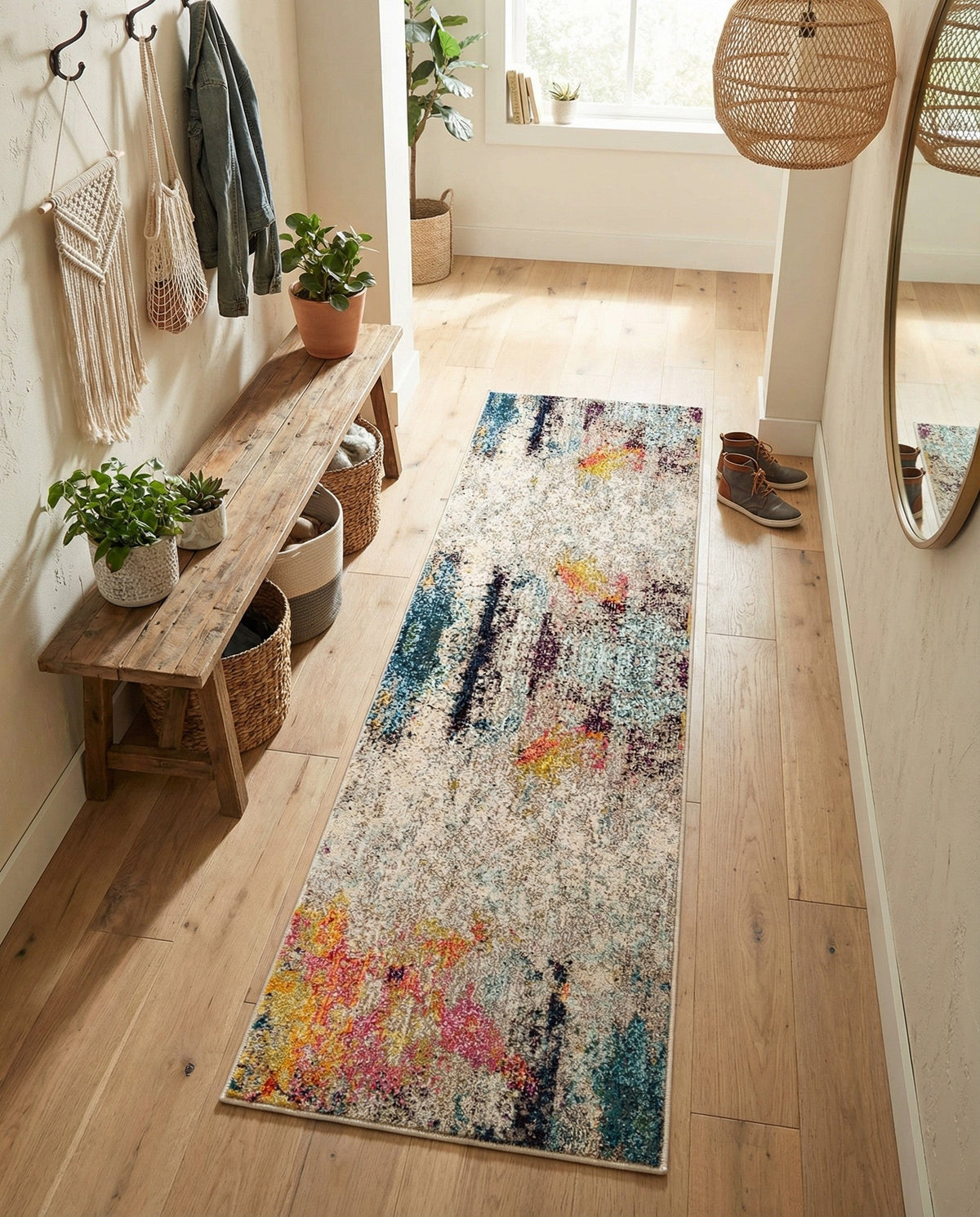 Chromatic Oasis Collection Area Rug -  Azure Runner Beige  lifestyle 120
